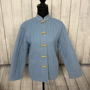 Relativity Women's Small Powder Blue Asian Themed Button-Front Jacket w/ Pockets